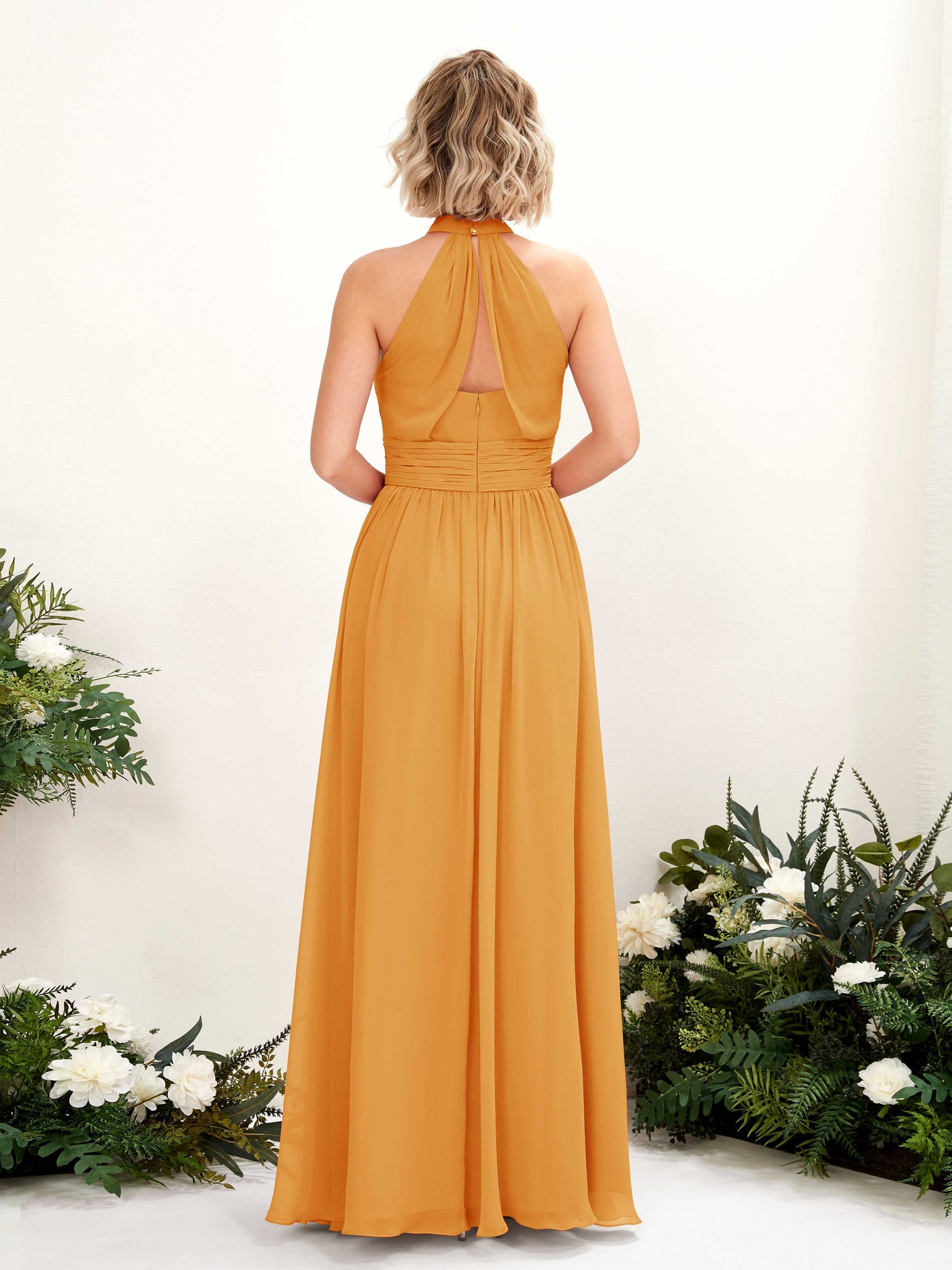 Carlyna A-Linien-Kleid Rundhals Bodentiefe Brautjungfernkleider Mango #farbe_mango