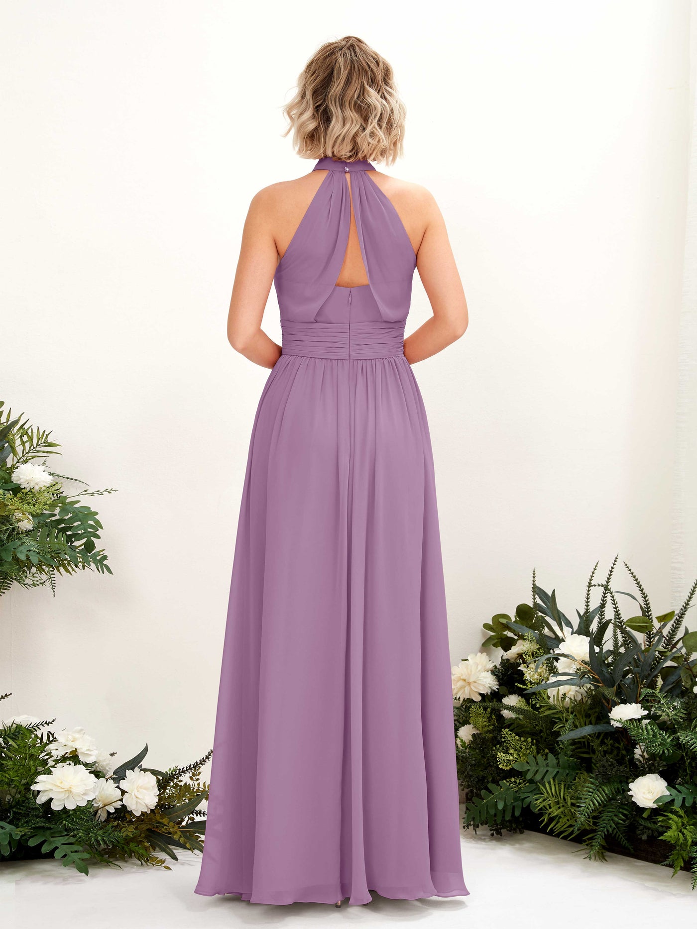 Carlyna A-Linien-Kleid Rundhals Bodentiefe Brautjungfernkleider Orchideen-Nebel #farbe_orchideen-nebel