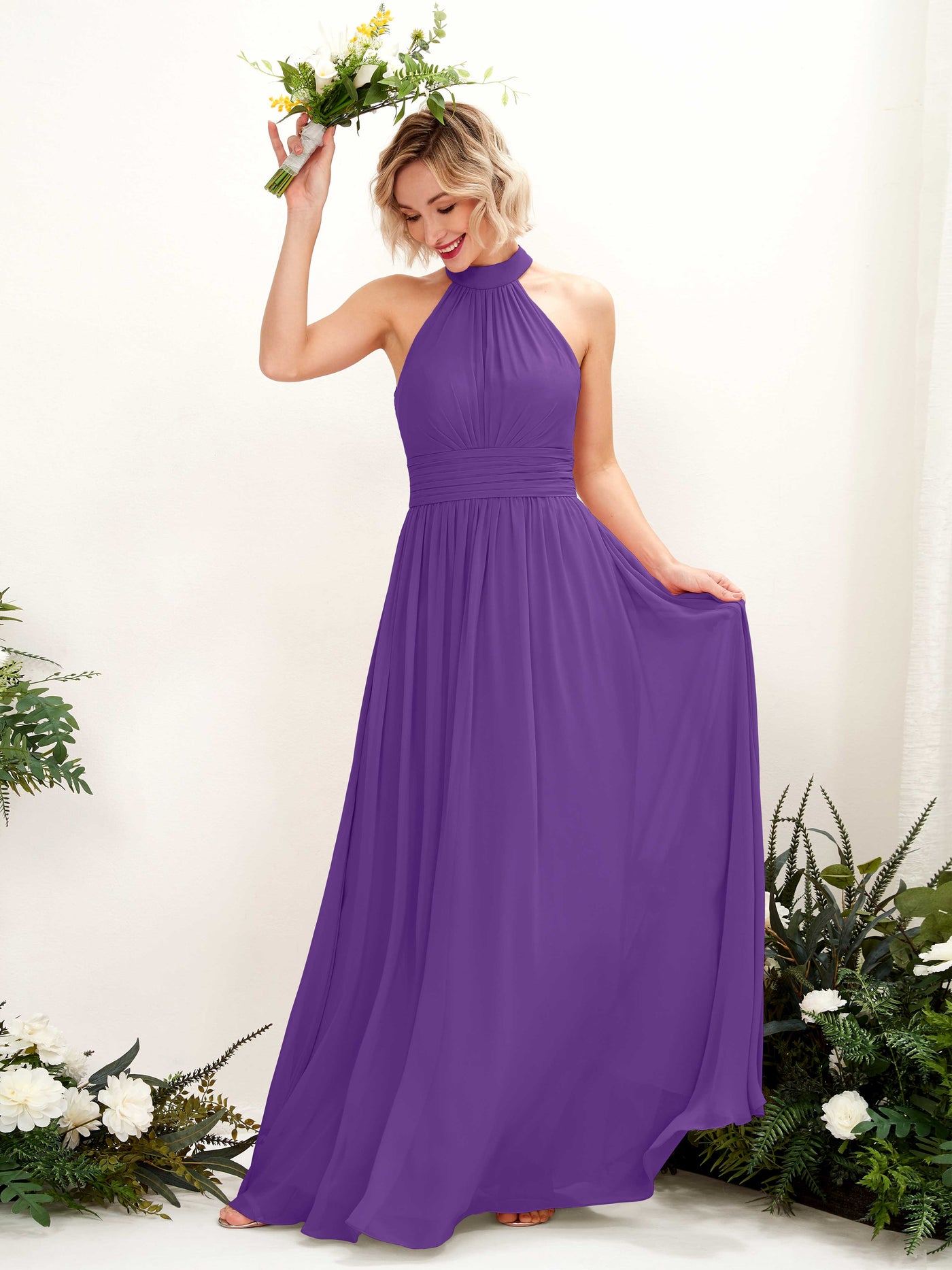 Carlyna A-Linien-Kleid Rundhals Bodentiefe Brautjungfernkleider Regency #farbe_regency
