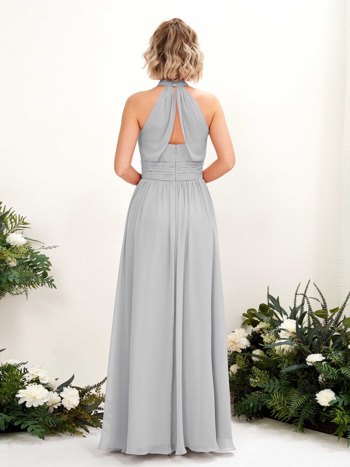 Carlyna A-Linien-Kleid Rundhals Bodentiefe Brautjungfernkleider Silber #farbe_silber