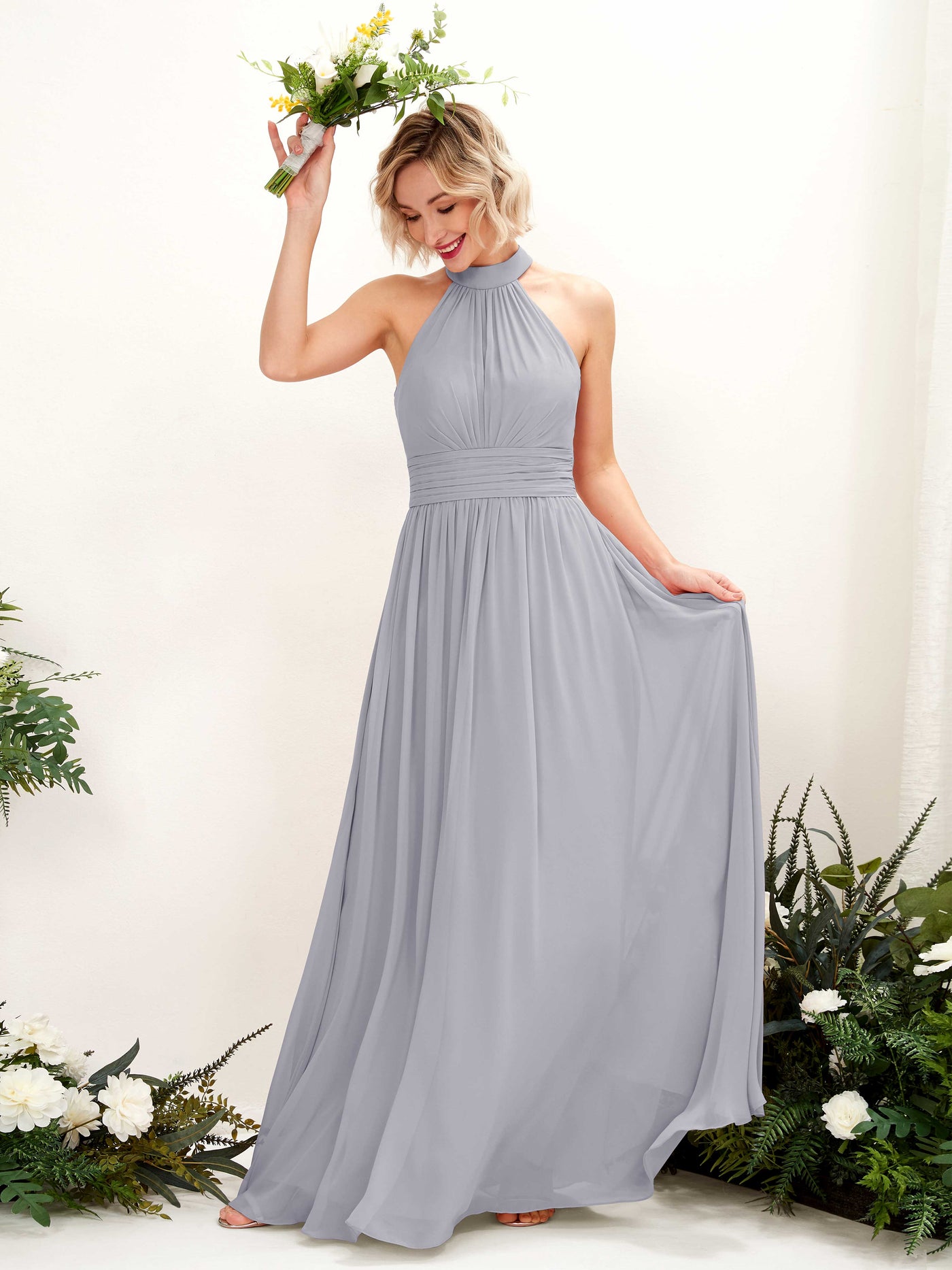 Carlyna A-Linien-Kleid Rundhals Bodentiefe Brautjungfernkleider Staubiger Lavendel #farbe_staubiger-lavendel