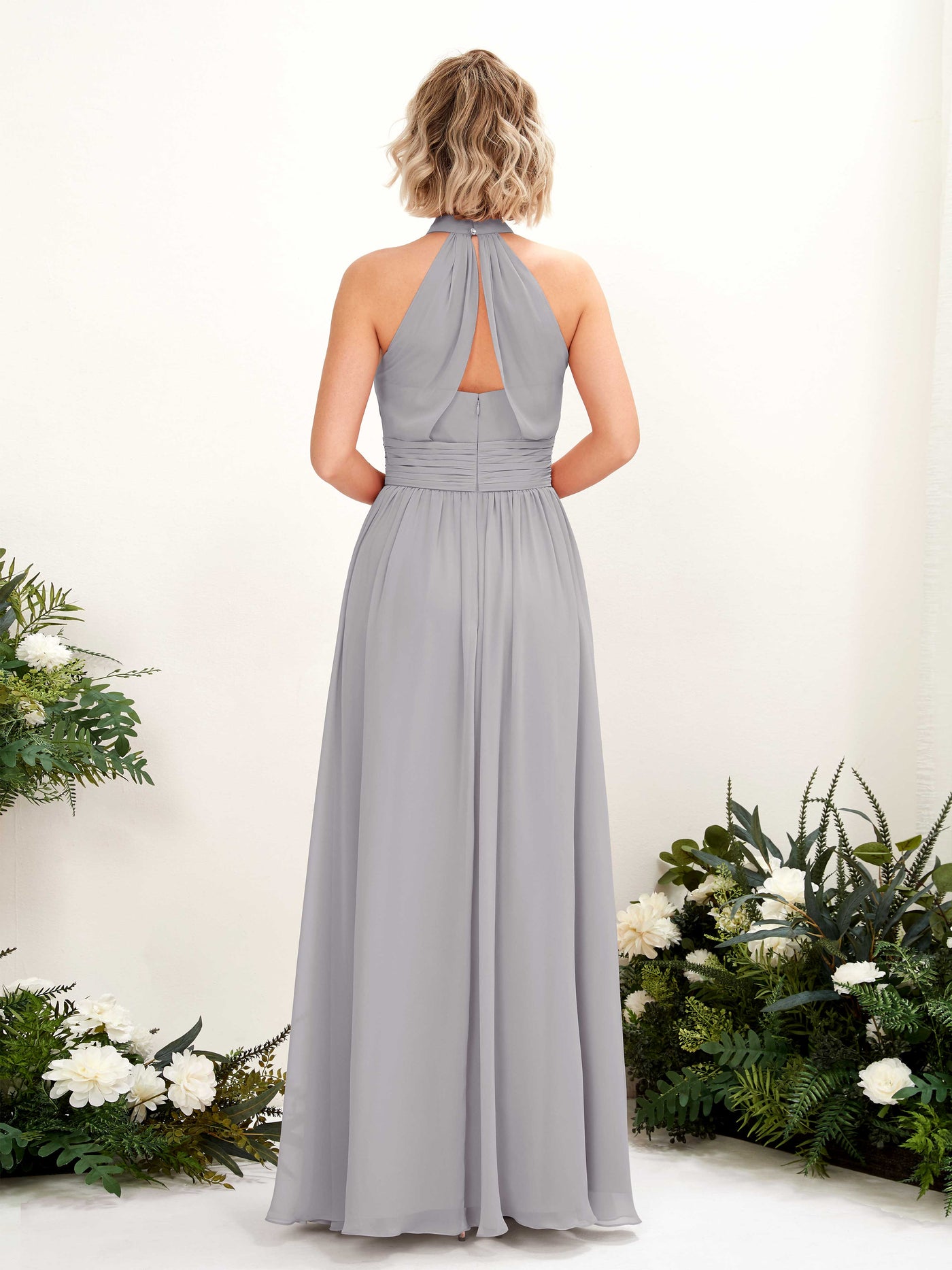 Carlyna A-Linien-Kleid Rundhals Bodentiefe Brautjungfernkleider Taube #farbe_taube
