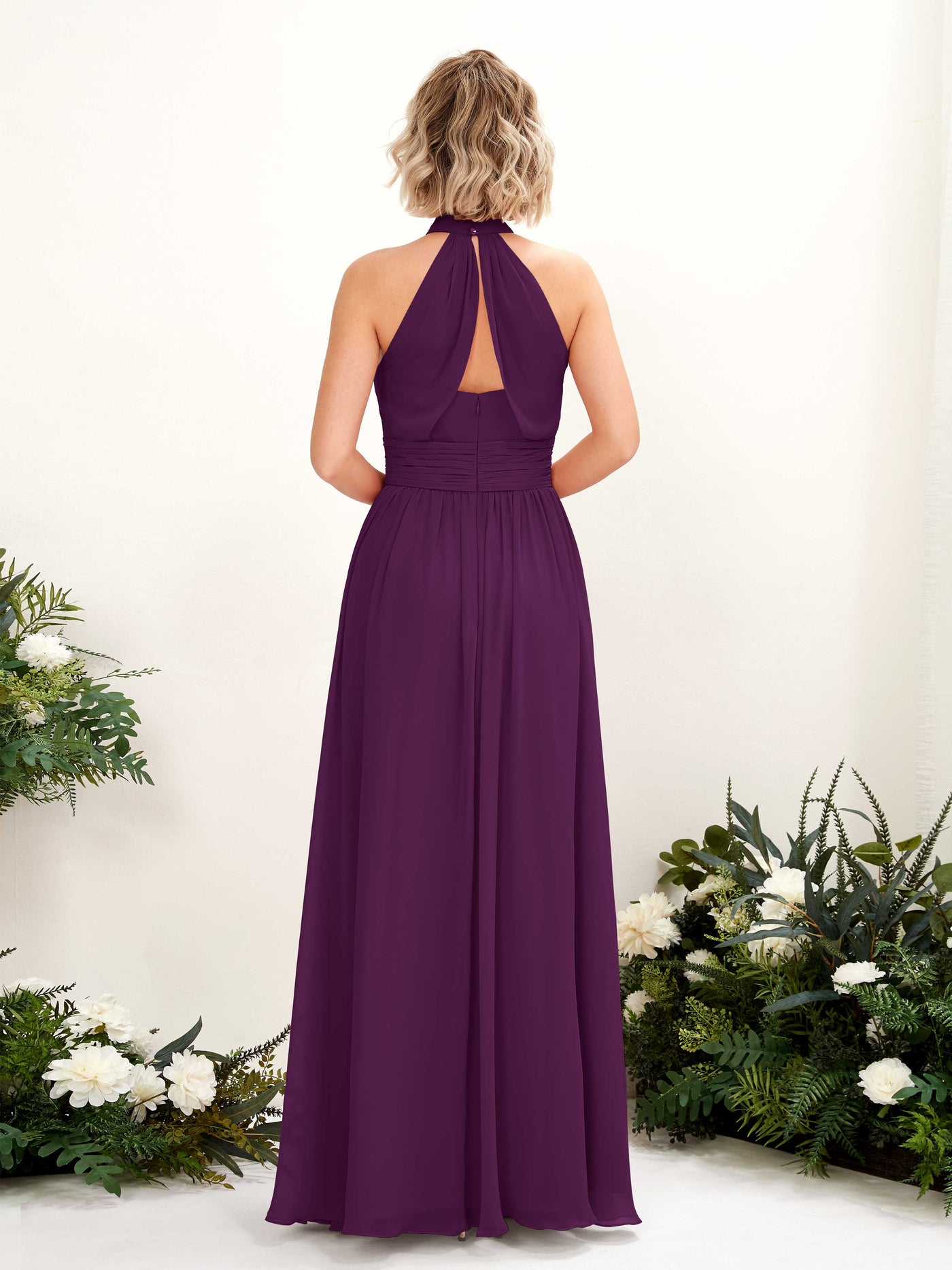 Carlyna A-Linien-Kleid Rundhals Bodentiefe Brautjungfernkleider Traube #farbe_traube