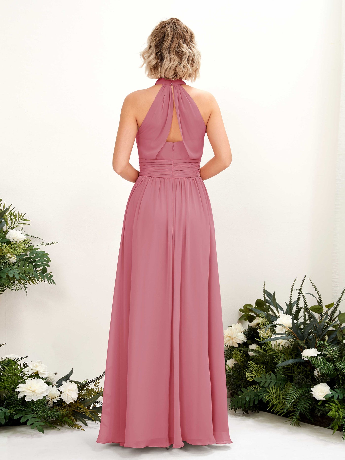 Carlyna A-Linien-Kleid Rundhals Bodentiefe Brautjungfernkleider Wüstenrose #farbe_w-stenrose