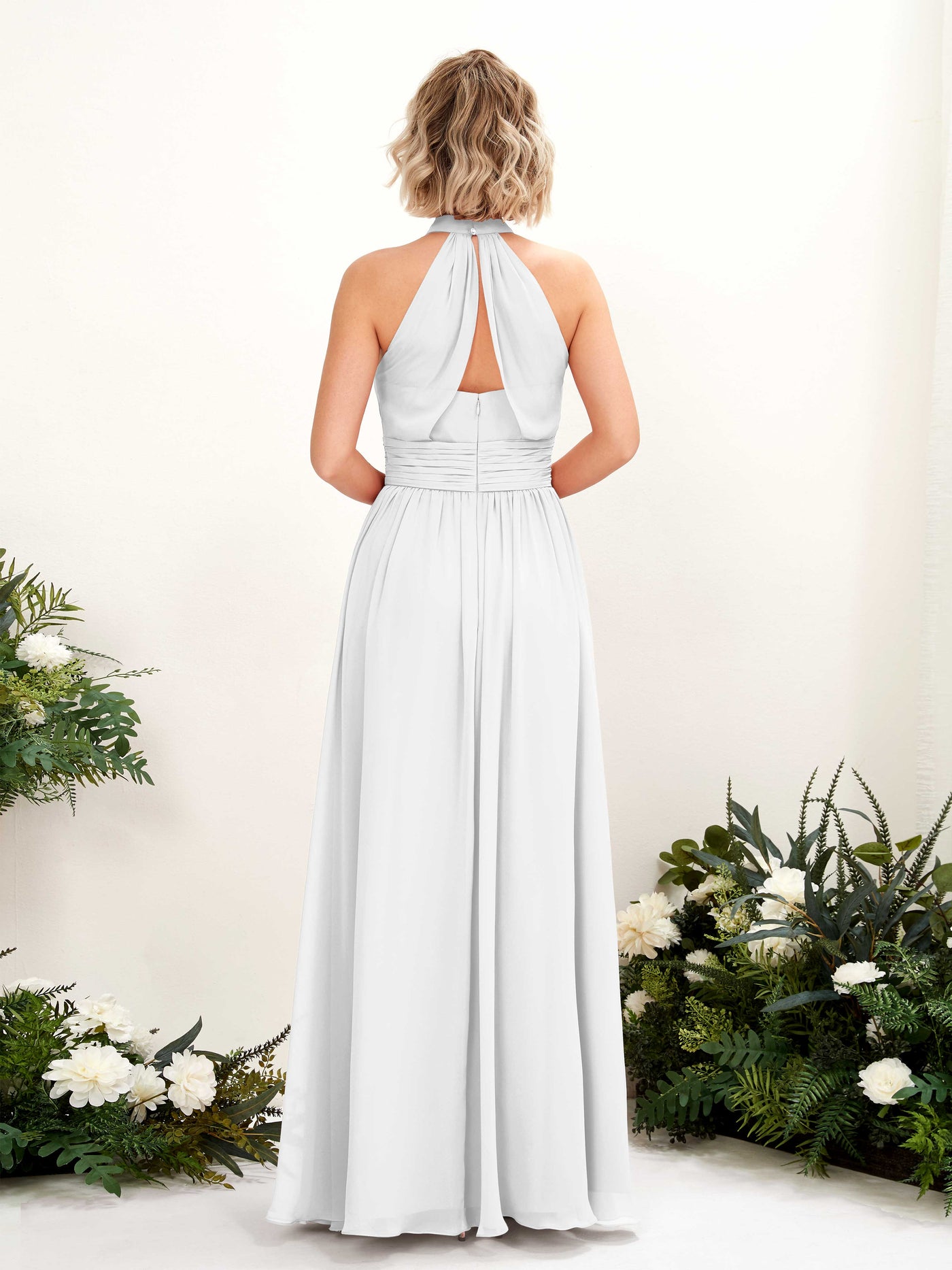Carlyna A-Linien-Kleid Rundhals Bodentiefe Brautjungfernkleider Weiß #farbe_wei