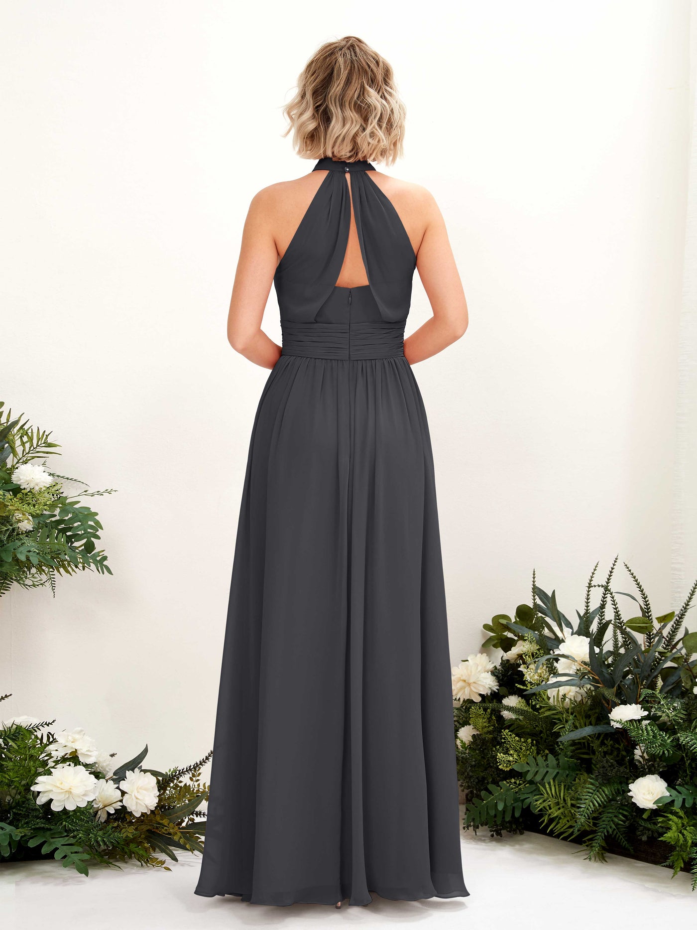 Carlyna A-Linien-Kleid Rundhals Bodentiefe Brautjungfernkleider Zinnfarben #farbe_zinnfarben