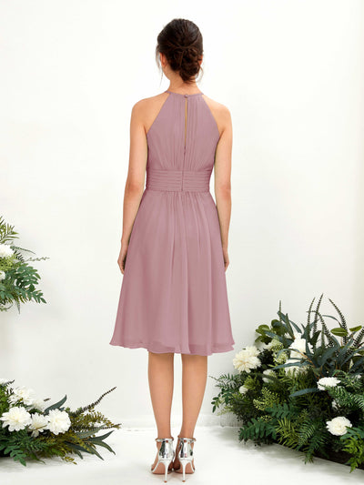 Carlyna A-Linien-Kleid Rundhals knielang Chiffon Brautjungfernkleid Klassisch Mauve #farbe_klassisch-mauve
