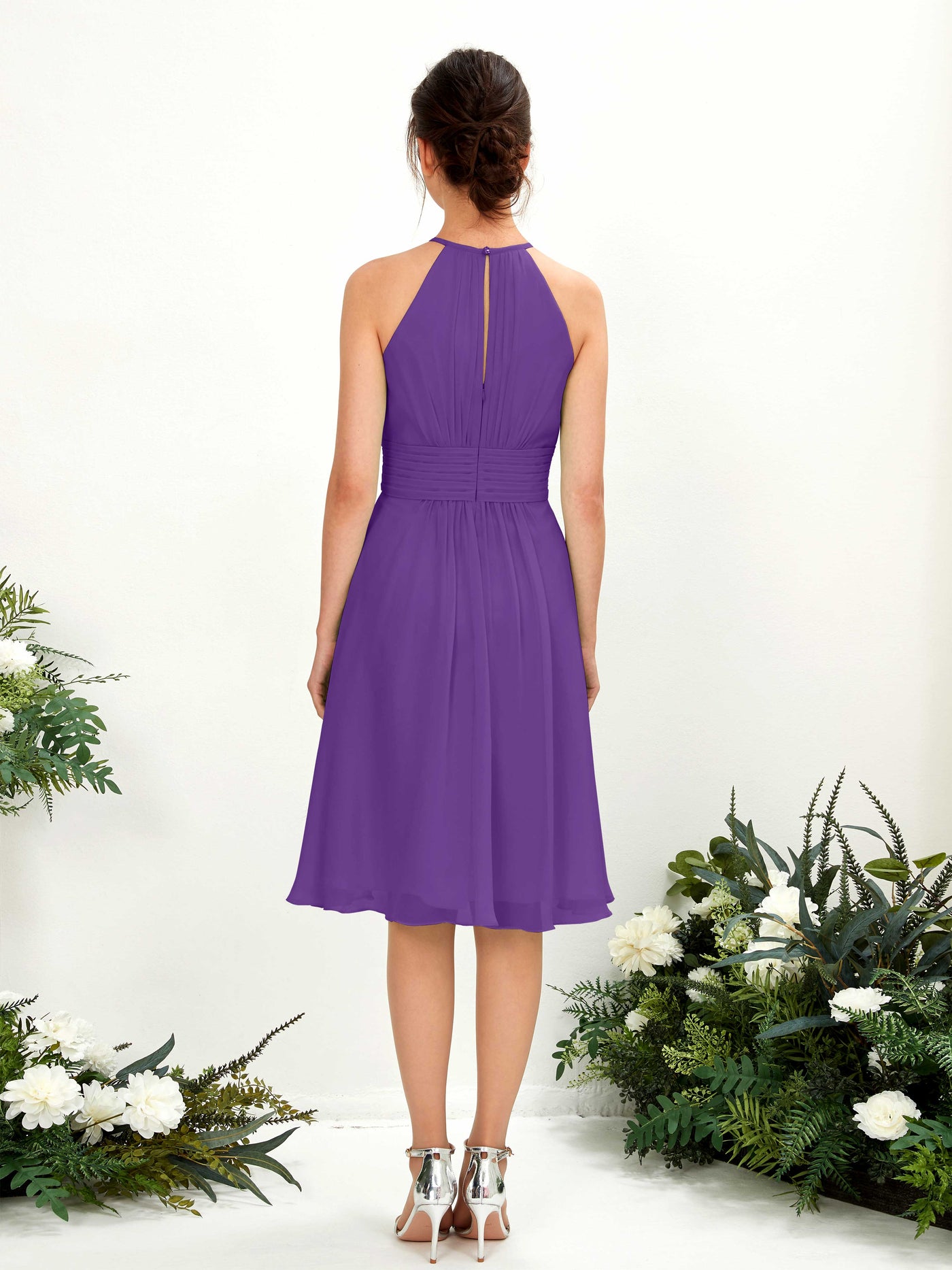 Carlyna A-Linien-Kleid Rundhals knielang Chiffon Brautjungfernkleid Regency #farbe_regency