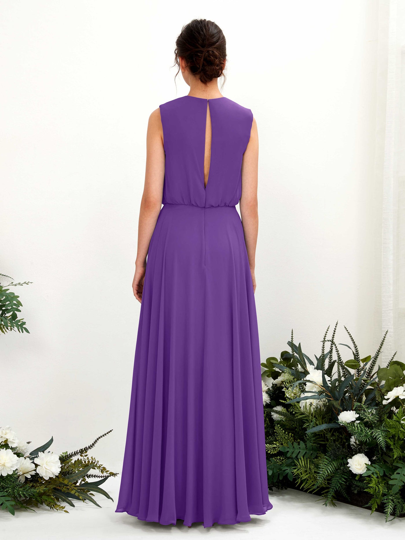 Carlyna A-Linien-Kleid Rundhalsbodenlang Chiffon Brautjungfernkleid Regency #farbe_regency