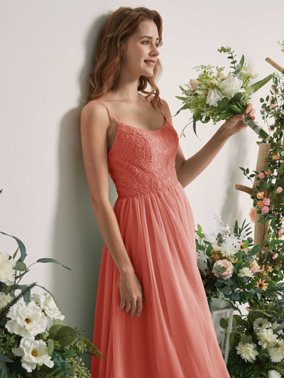 Carlyna A-Linien-Kleid U-Ausschnitt Bodenlang Chiffon Brautjungfernkleid Champagner-Rose #farbe_champagner-rose