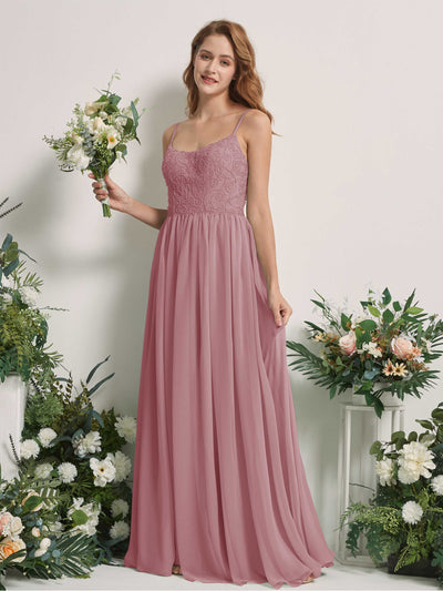 Carlyna A-Linien-Kleid U-Ausschnitt Bodenlang Chiffon Brautjungfernkleid Klassisch Mauve #farbe_klassisch-mauve
