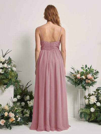 Carlyna A-Linien-Kleid U-Ausschnitt Bodenlang Chiffon Brautjungfernkleid Klassisch Mauve #farbe_klassisch-mauve