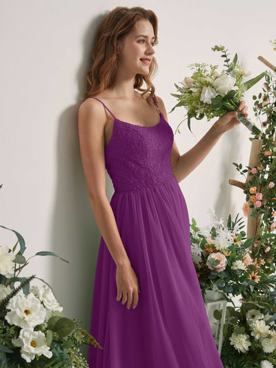 Carlyna A-Linien-Kleid U-Ausschnitt Bodenlang Chiffon Brautjungfernkleid Lila #farbe_lila