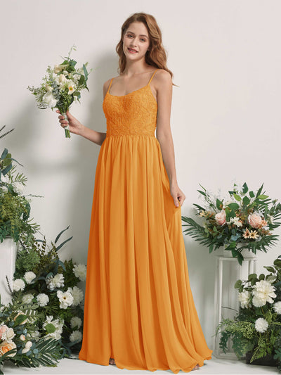 Carlyna A-Linien-Kleid U-Ausschnitt Bodenlang Chiffon Brautjungfernkleid Mango #farbe_mango