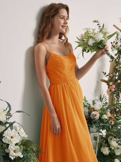 Carlyna A-Linien-Kleid U-Ausschnitt Bodenlang Chiffon Brautjungfernkleid Mango #farbe_mango