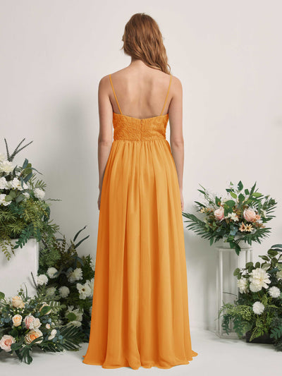 Carlyna A-Linien-Kleid U-Ausschnitt Bodenlang Chiffon Brautjungfernkleid Mango #farbe_mango