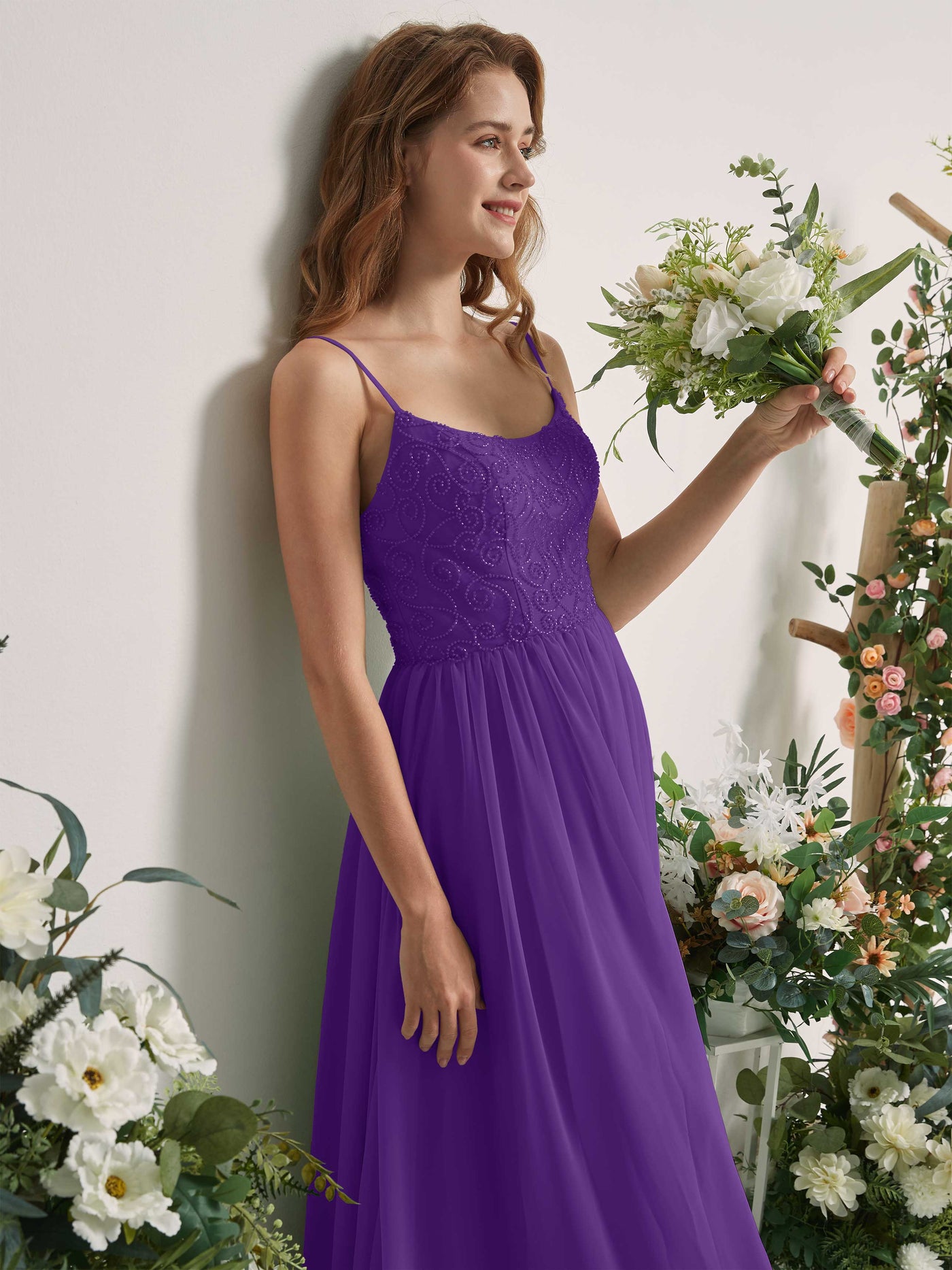 Carlyna A-Linien-Kleid U-Ausschnitt Bodenlang Chiffon Brautjungfernkleid Regency #farbe_regency