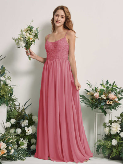 Carlyna A-Linien-Kleid U-Ausschnitt Bodenlang Chiffon Brautjungfernkleid Wüstenrose #farbe_w-stenrose