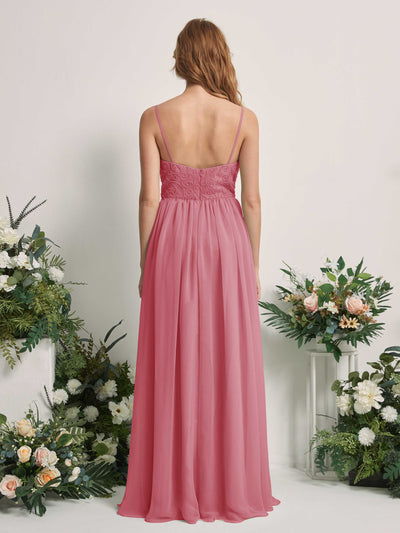 Carlyna A-Linien-Kleid U-Ausschnitt Bodenlang Chiffon Brautjungfernkleid Wüstenrose #farbe_w-stenrose