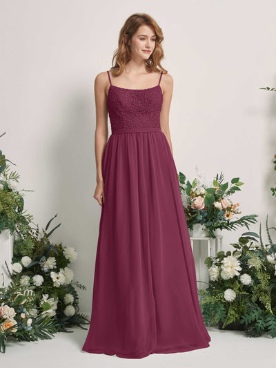 Carlyna A-Linien-Kleid U-Ausschnitt Bodenlang Chiffon Brautjungfernkleider Chianti #farbe_chianti