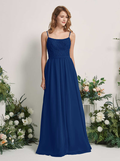 Carlyna A-Linien-Kleid U-Ausschnitt Bodenlang Chiffon Brautjungfernkleider Königsblau #farbe_k-nigsblau
