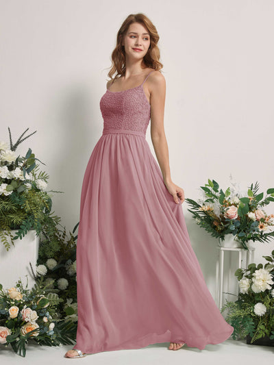 Carlyna A-Linien-Kleid U-Ausschnitt Bodenlang Chiffon Brautjungfernkleider Klassisch Mauve #farbe_klassisch-mauve