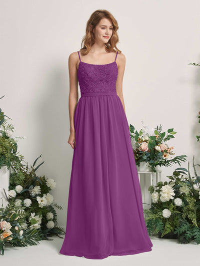 Carlyna A-Linien-Kleid U-Ausschnitt Bodenlang Chiffon Brautjungfernkleider Lila #farbe_lila