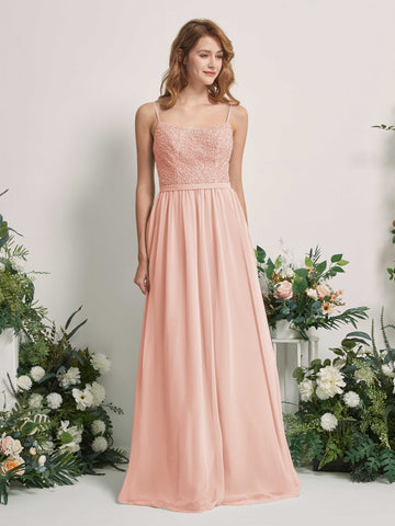 Carlyna A-Linien-Kleid U-Ausschnitt Bodenlang Chiffon Brautjungfernkleider Perlrosa #farbe_perlrosa