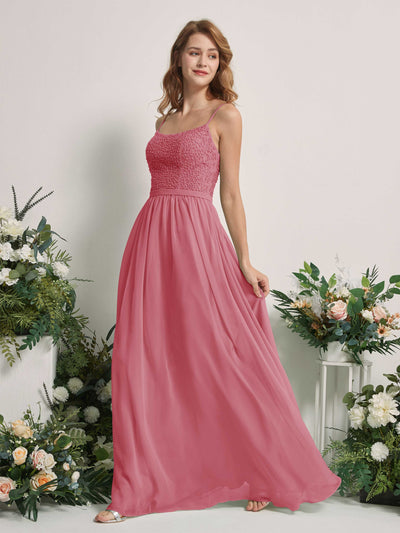 Carlyna A-Linien-Kleid U-Ausschnitt Bodenlang Chiffon Brautjungfernkleider Wüstenrose #farbe_w-stenrose