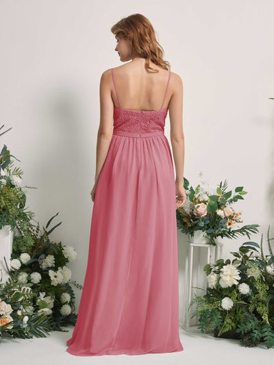 Carlyna A-Linien-Kleid U-Ausschnitt Bodenlang Chiffon Brautjungfernkleider Wüstenrose #farbe_w-stenrose