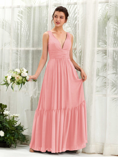 Carlyna A-Linien-Kleid V-Ausschnitt Bodenlang Brautjungfernkleid Ballettrosa #farbe_ballettrosa