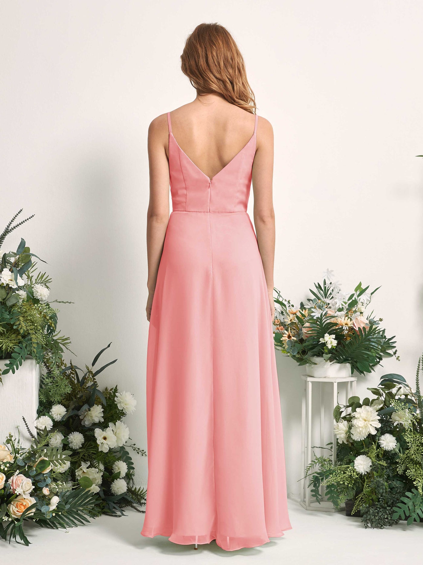 Carlyna A-Linien-Kleid V-Ausschnitt bodenlang Chiffon Brautjungfernkleid Ballettrosa #farbe_ballettrosa