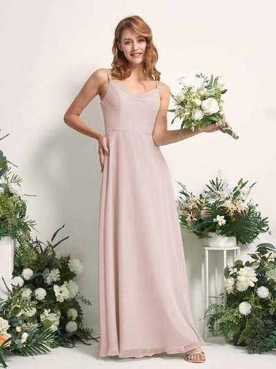 Carlyna A-Linien-Kleid V-Ausschnitt bodenlang Chiffon Brautjungfernkleid Biscotti #farbe_biscotti