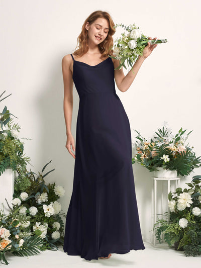 Carlyna A-Linien-Kleid V-Ausschnitt bodenlang Chiffon Brautjungfernkleid Dunkel Marineblau #farbe_dunkel-marineblau