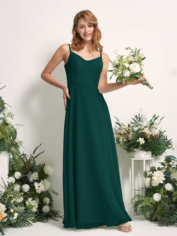 Carlyna A-Linien-Kleid V-Ausschnitt bodenlang Chiffon Brautjungfernkleid Dunkelsmaragd #farbe_dunkelsmaragd