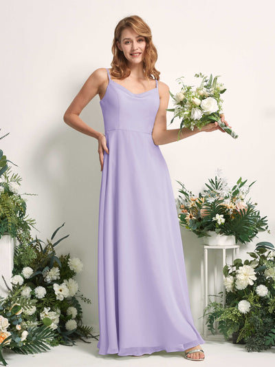 Carlyna A-Linien-Kleid V-Ausschnitt bodenlang Chiffon Brautjungfernkleid Flieder #farbe_flieder