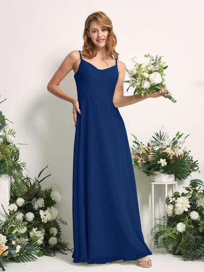 Carlyna A-Linien-Kleid V-Ausschnitt bodenlang Chiffon Brautjungfernkleid Königsblau #farbe_k-nigsblau