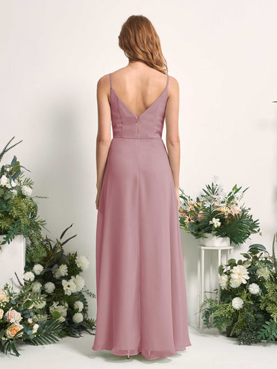 Carlyna A-Linien-Kleid V-Ausschnitt bodenlang Chiffon Brautjungfernkleid Klassisch Mauve #farbe_klassisch-mauve
