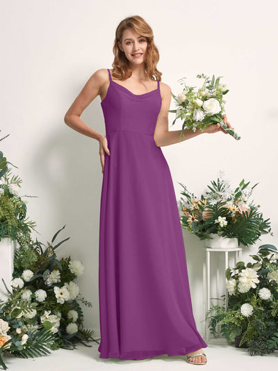 Carlyna A-Linien-Kleid V-Ausschnitt bodenlang Chiffon Brautjungfernkleid Lila #farbe_lila
