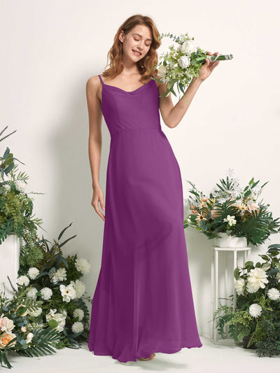 Carlyna A-Linien-Kleid V-Ausschnitt bodenlang Chiffon Brautjungfernkleid Lila #farbe_lila