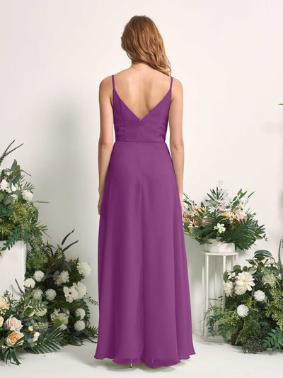 Carlyna A-Linien-Kleid V-Ausschnitt bodenlang Chiffon Brautjungfernkleid Lila #farbe_lila