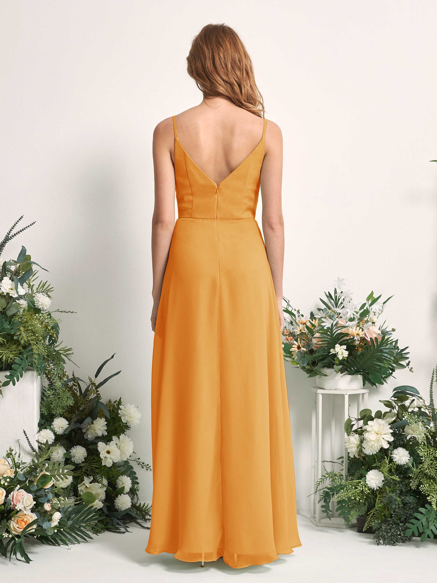 Carlyna A-Linien-Kleid V-Ausschnitt bodenlang Chiffon Brautjungfernkleid Mango #farbe_mango