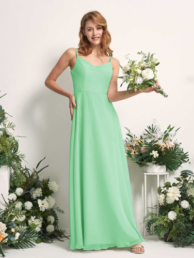 Carlyna A-Linien-Kleid V-Ausschnitt bodenlang Chiffon Brautjungfernkleid Minzgrün #farbe_minzgr-n
