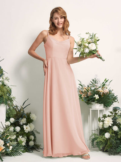 Carlyna A-Linien-Kleid V-Ausschnitt bodenlang Chiffon Brautjungfernkleid Perlrosa #farbe_perlrosa
