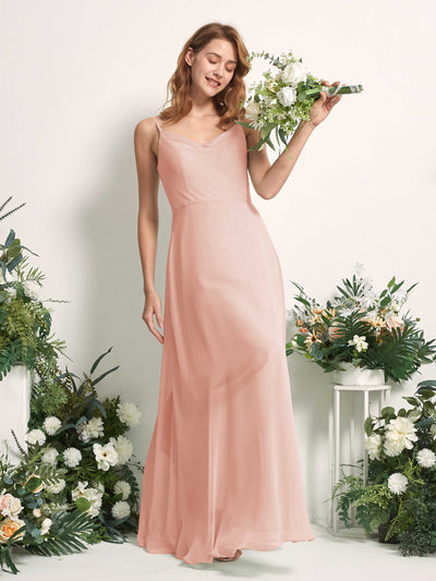 Carlyna A-Linien-Kleid V-Ausschnitt bodenlang Chiffon Brautjungfernkleid Perlrosa #farbe_perlrosa