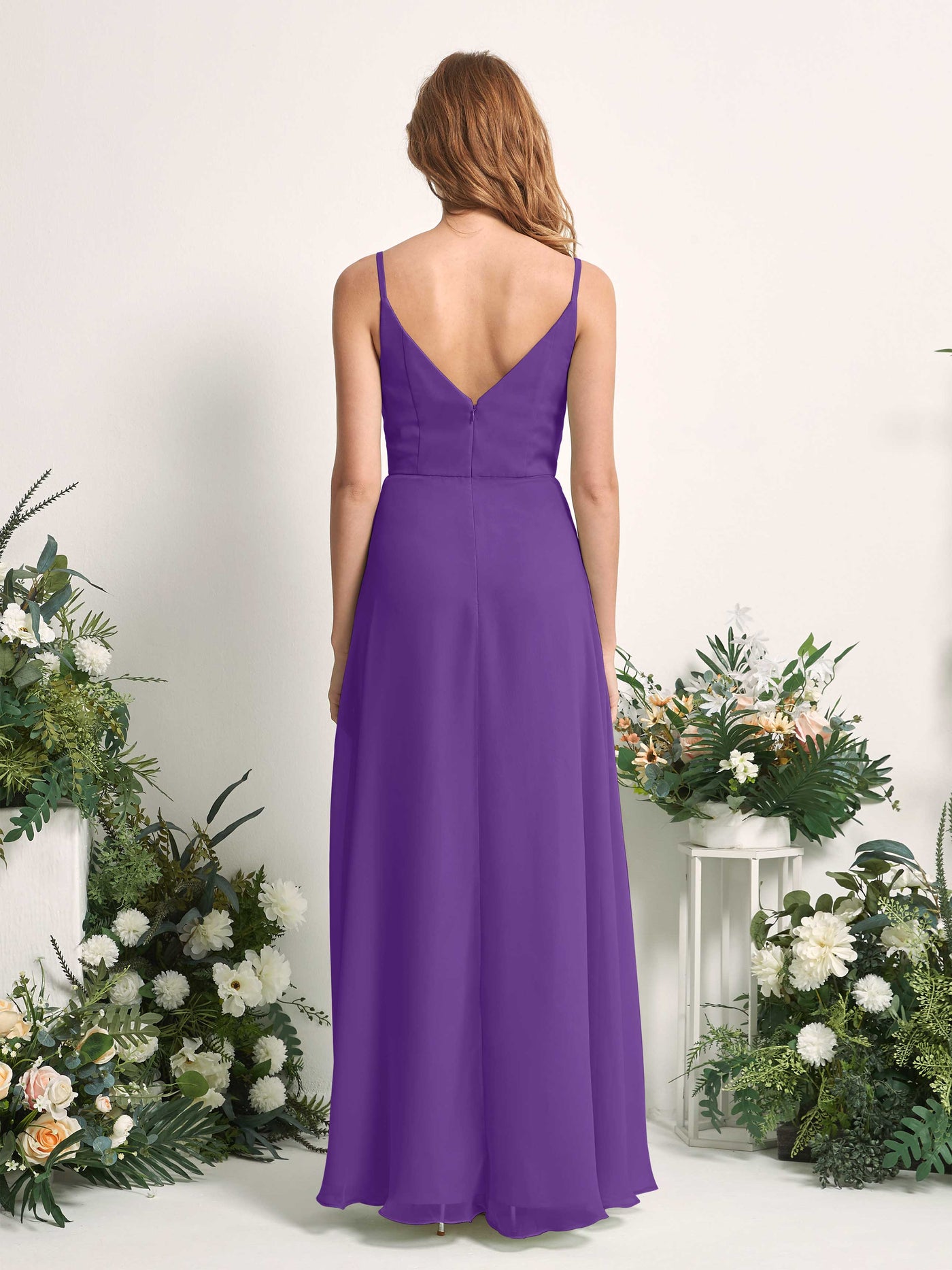Carlyna A-Linien-Kleid V-Ausschnitt bodenlang Chiffon Brautjungfernkleid Regency #farbe_regency