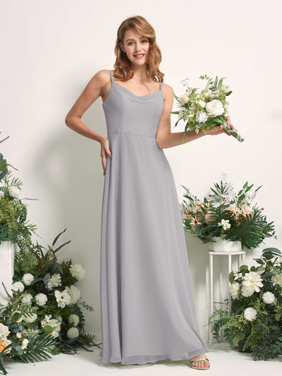 Carlyna A-Linien-Kleid V-Ausschnitt bodenlang Chiffon Brautjungfernkleid Taube #farbe_taube