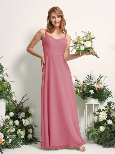 Carlyna A-Linien-Kleid V-Ausschnitt bodenlang Chiffon Brautjungfernkleid Wüstenrose #farbe_w-stenrose