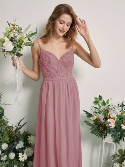 Carlyna A-Linien-Kleid V-Ausschnitt Bodenlang Gerafft Brautjungfernkleid Klassisch Mauve #farbe_klassisch-mauve