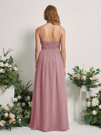 Carlyna A-Linien-Kleid V-Ausschnitt Bodenlang Gerafft Brautjungfernkleid Klassisch Mauve #farbe_klassisch-mauve